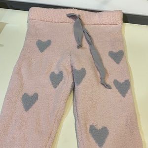Pink heart fuzzy pj pants